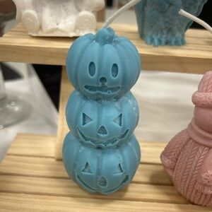Blue Pumpkin Stack Candle